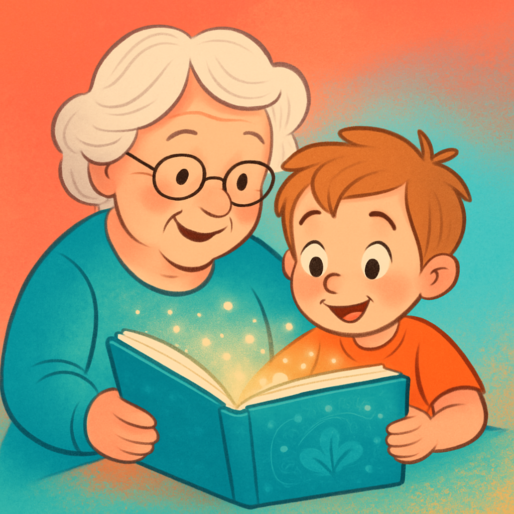 Grandma and Boy with Storybook
